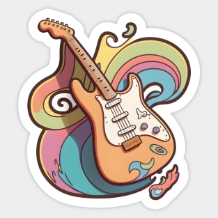Electric Guitar Stratocaster Colorful Sticker